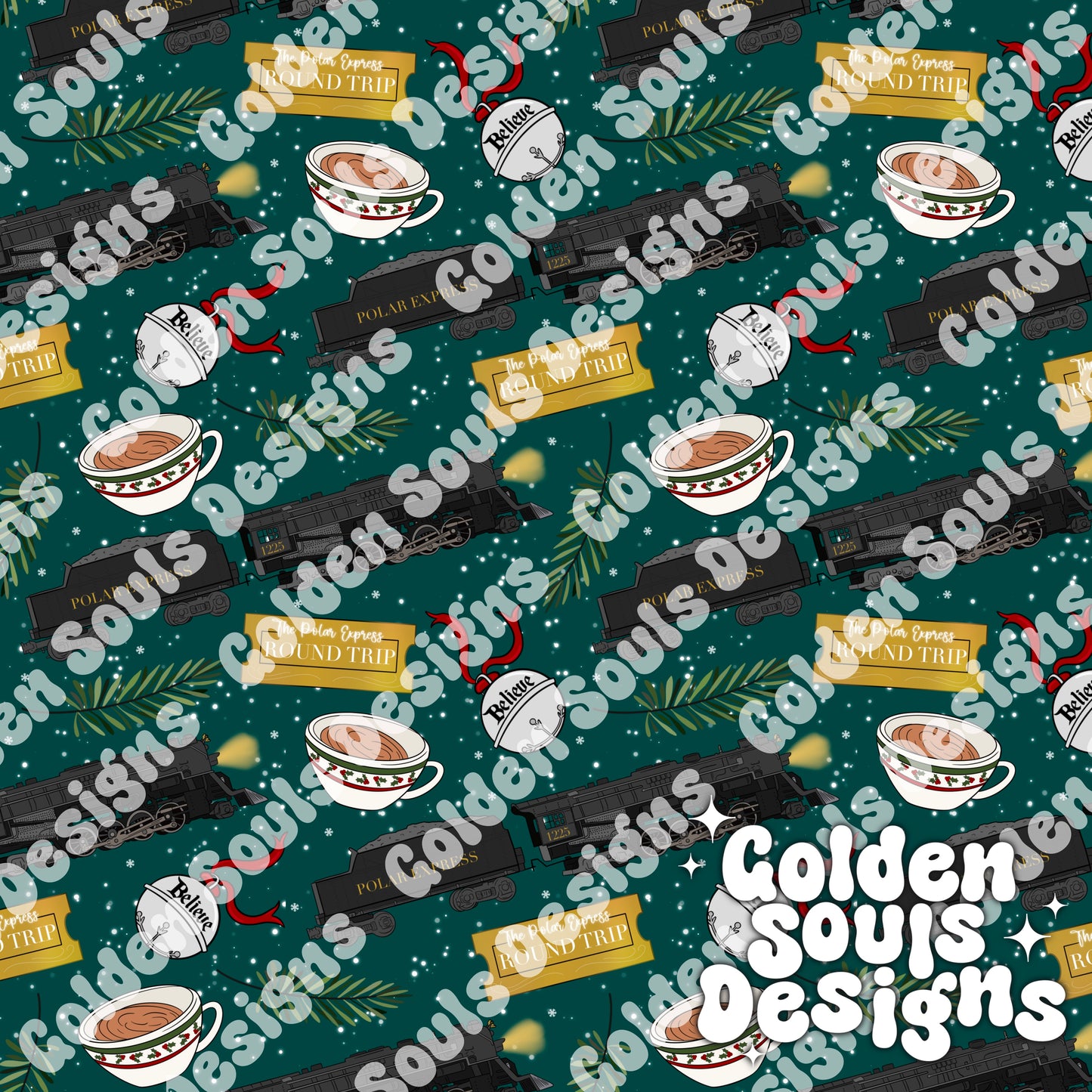 Christmas Trains Green