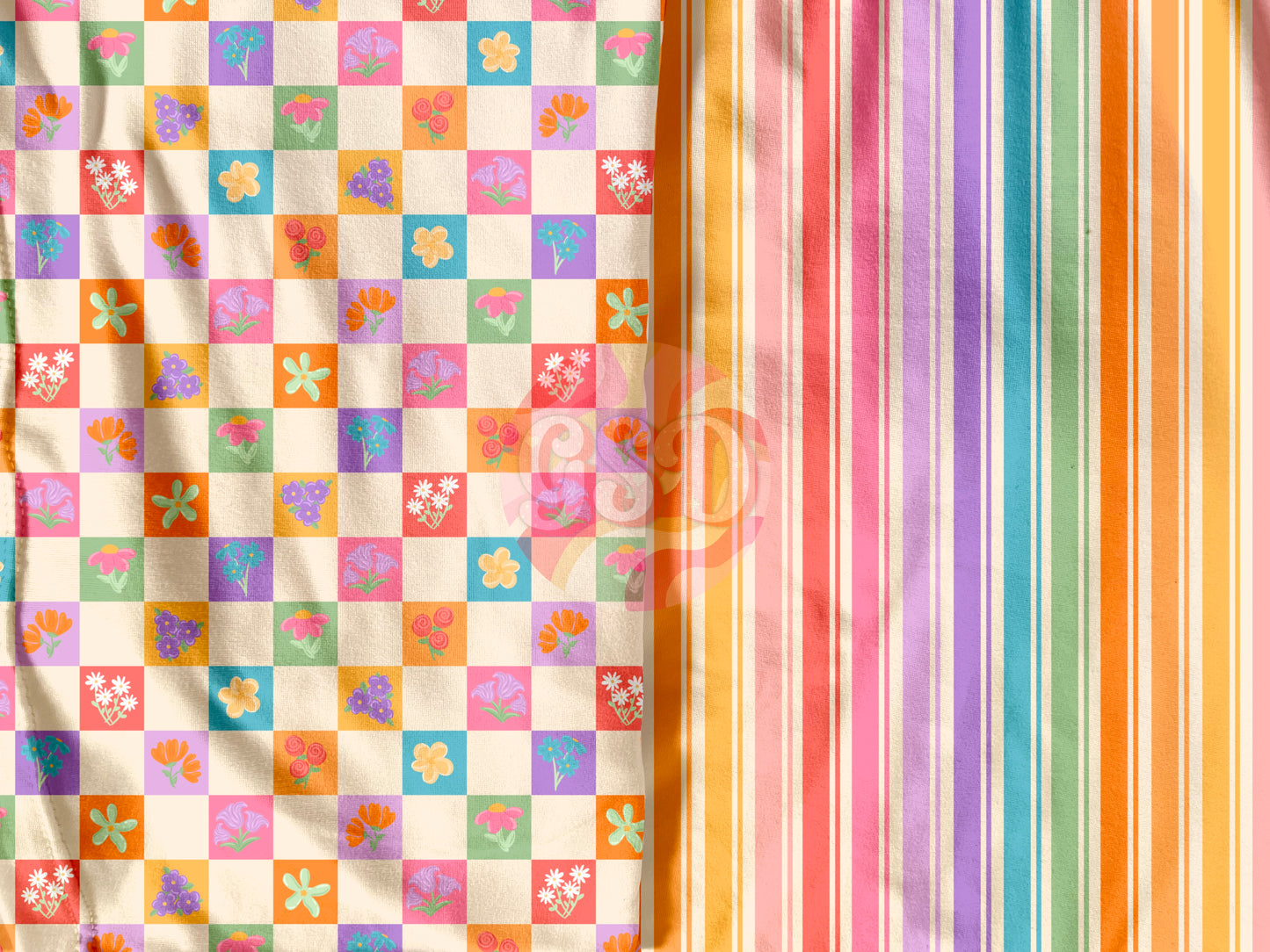 Floral Rainbow Checkers