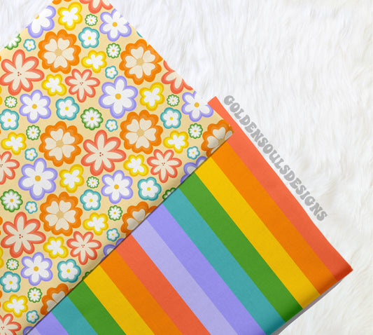 Retro Rainbow Floral (stripes)