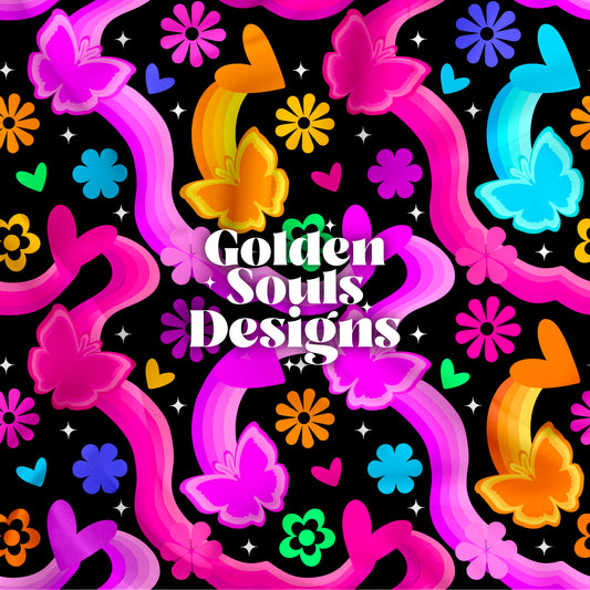 Neon Butterflies (black base)