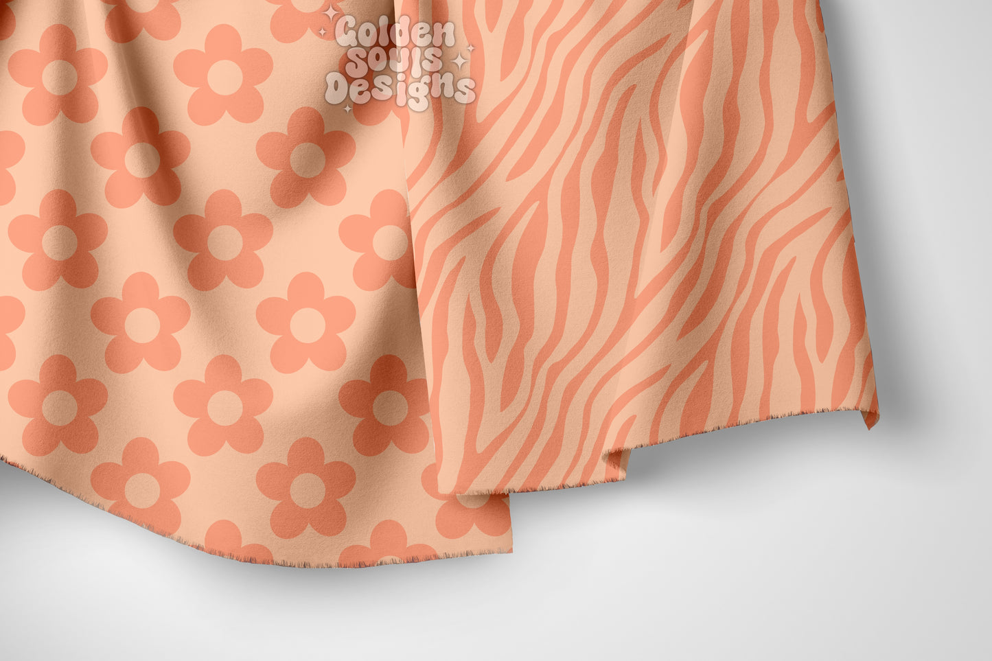 Retro Peachy Flowers + Zebra