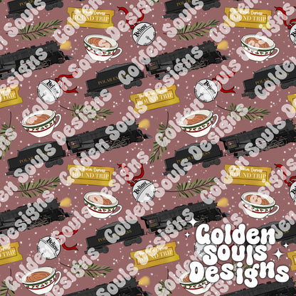 Christmas Trains Mauve