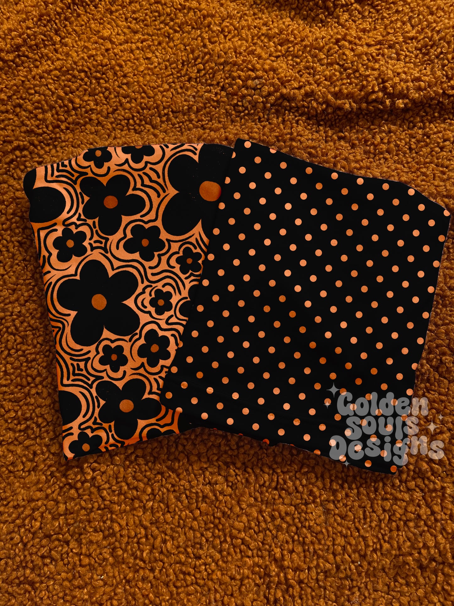 Black on Orange Wavy Floral