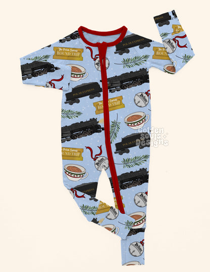 Christmas Trains Light Blue