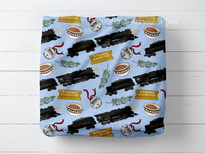 Christmas Trains Light Blue