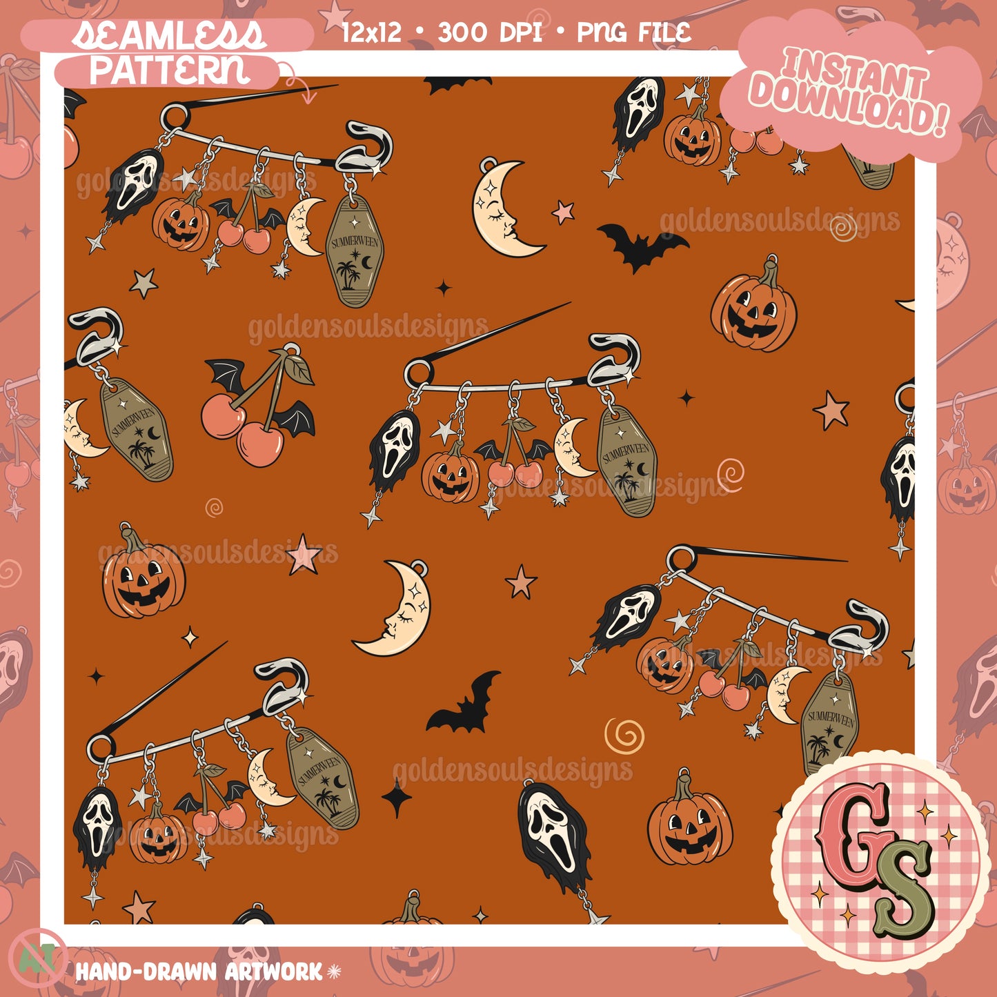 Pinned For Summerween (burnt rust)