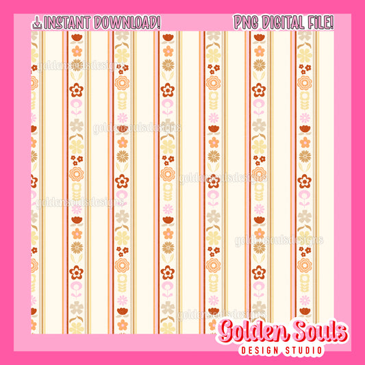 Vintage Boho Floral Stripes