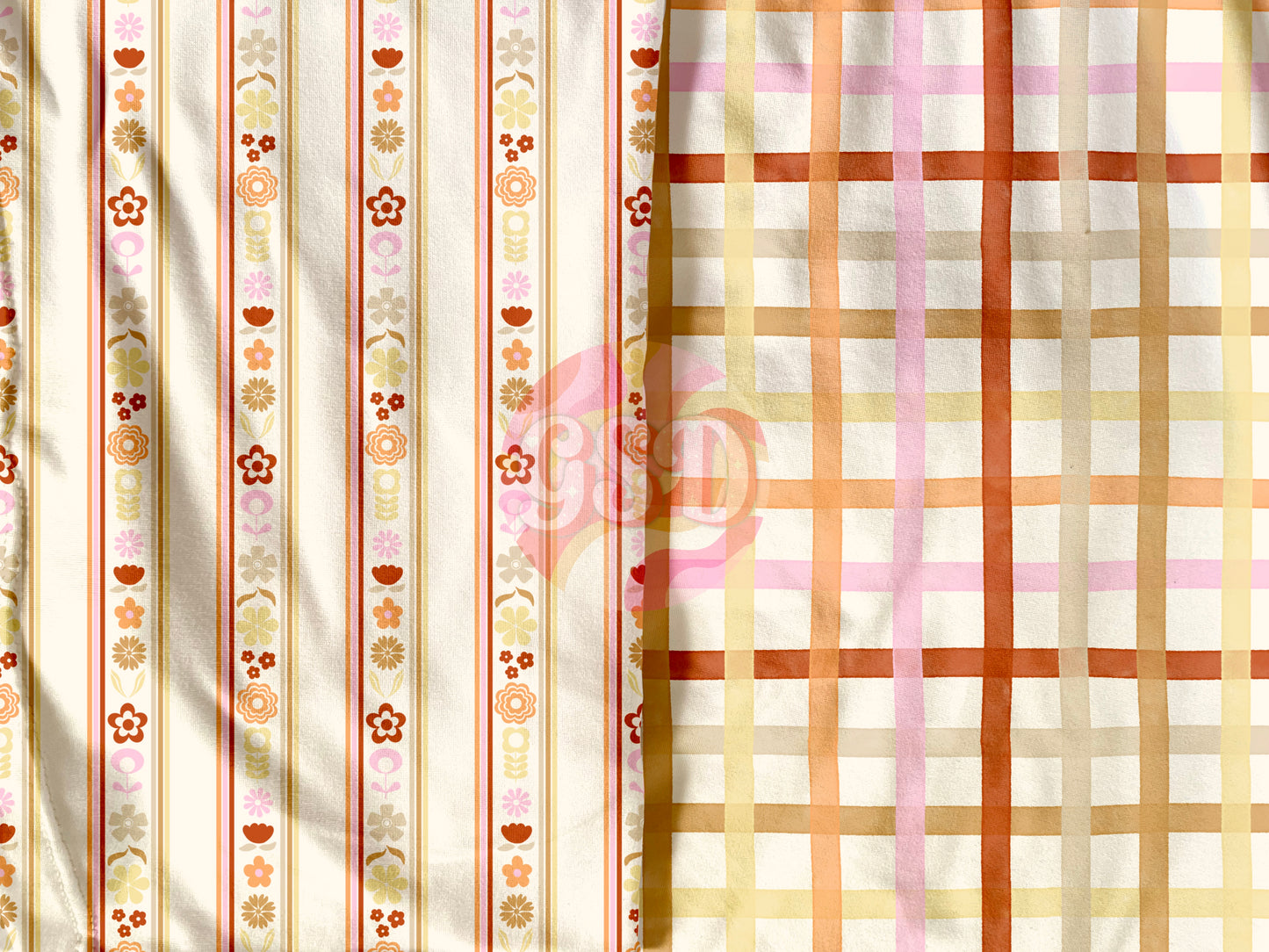 Vintage Boho Floral Stripes