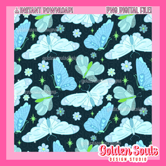 Girly Butterflies (dark blue)
