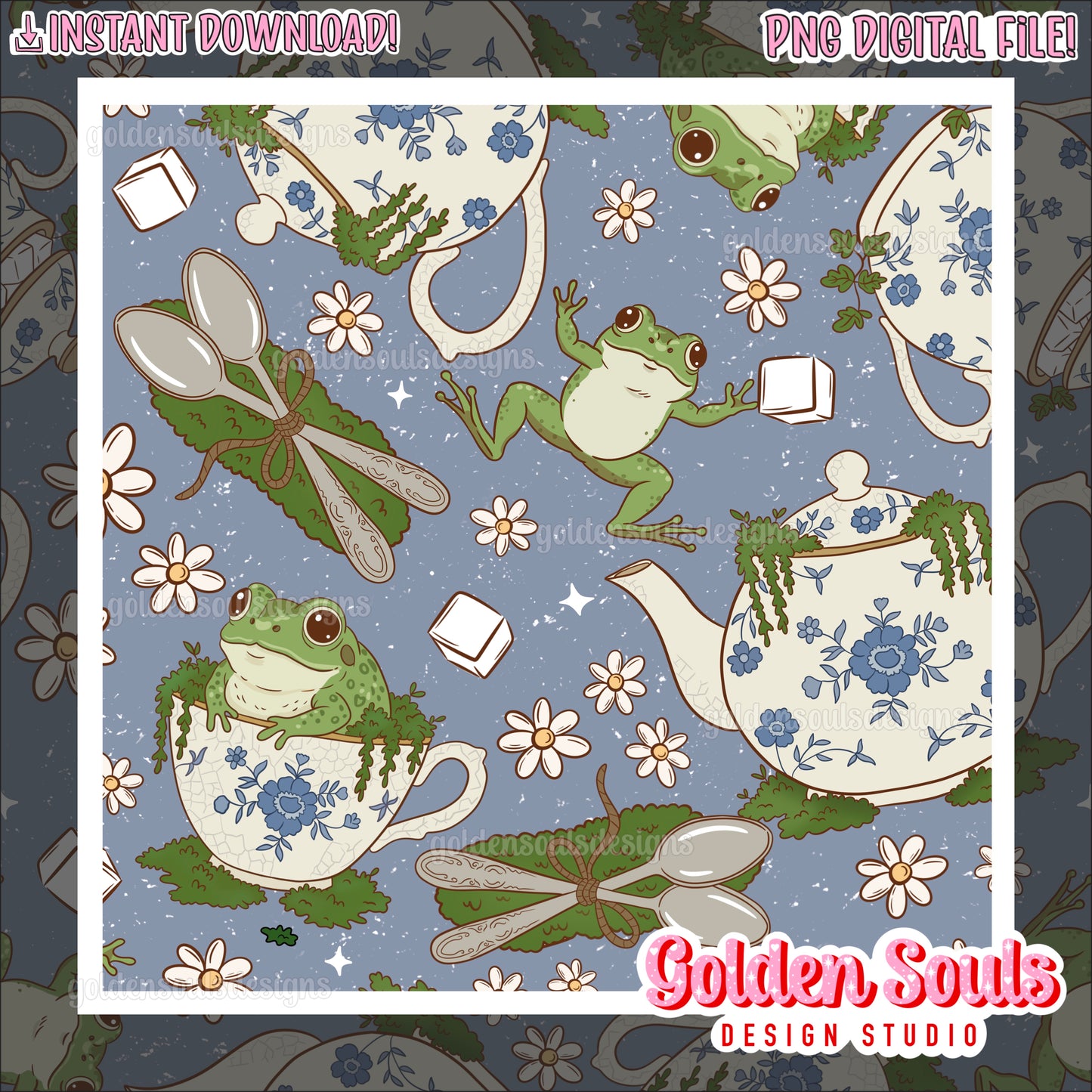 Mossy Morning Tea (blue)