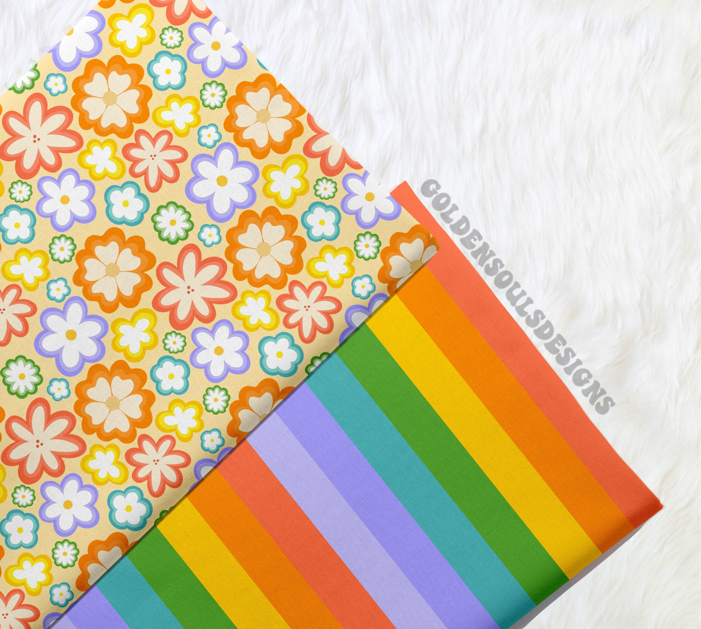 Retro Rainbow Floral (stripes)