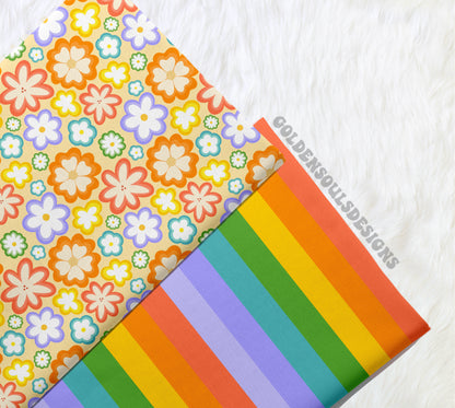 Retro Rainbow Floral (stripes)