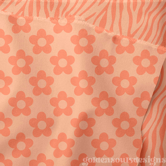 Retro Peachy Flowers + Zebra