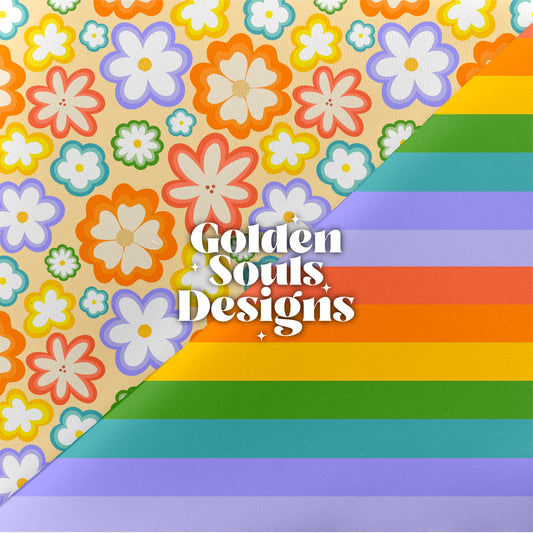 Retro Rainbow Floral (stripes)