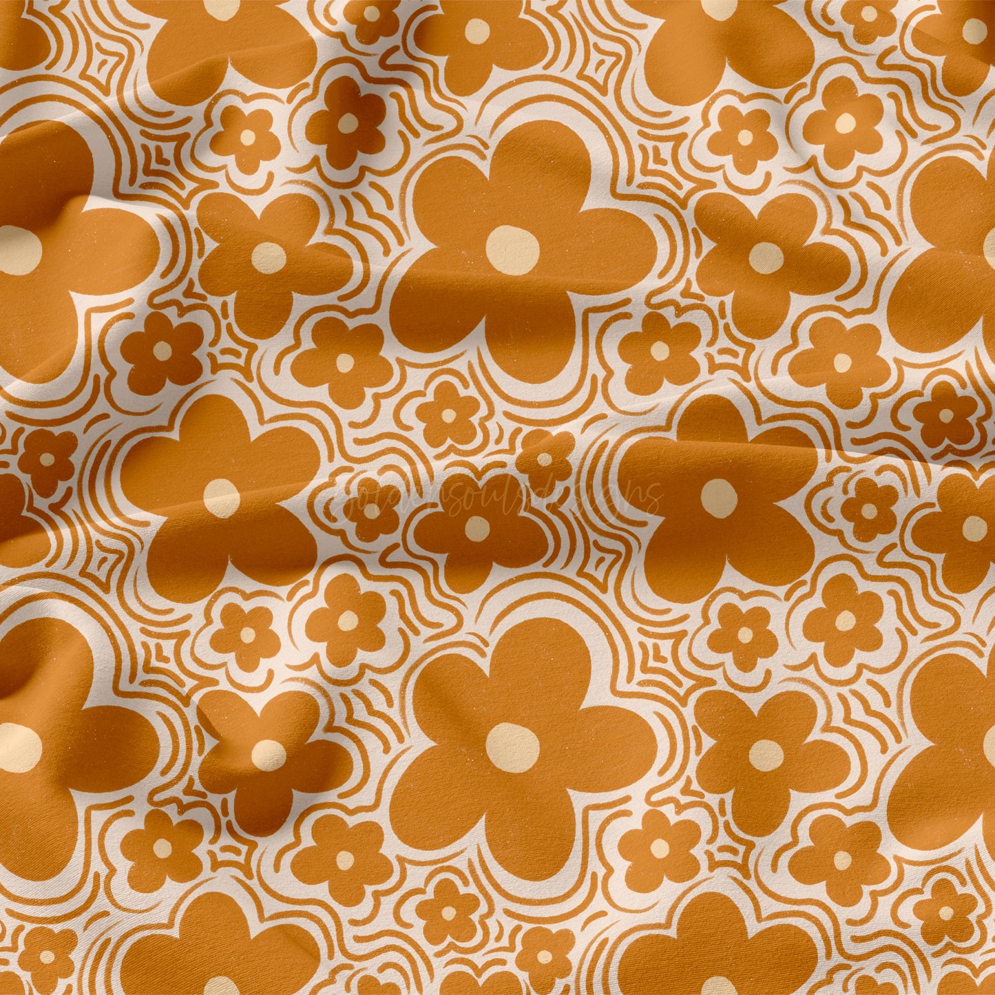 Wavy Floral - Mustard