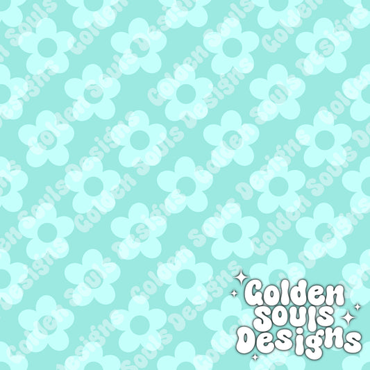 Retro Blue Flowers + Zebra
