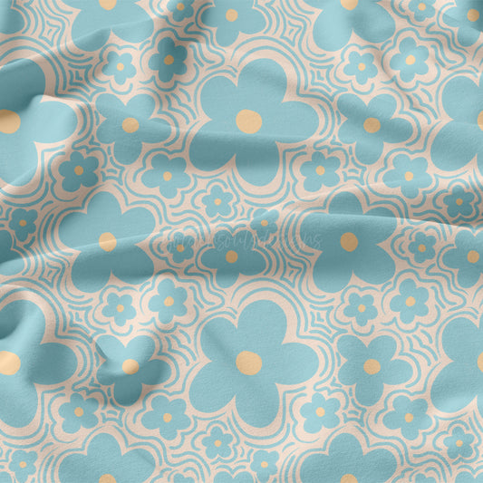 Wavy Floral - Bright Blue