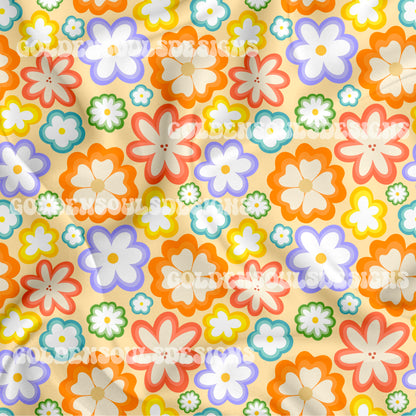 Retro Rainbow Floral (stripes)