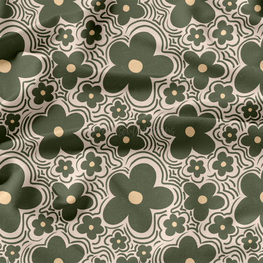 Wavy Floral - Deep Olive