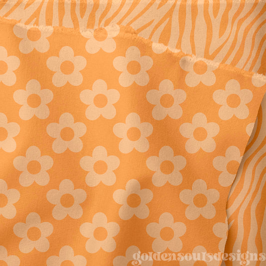 Retro Orange Flowers + Zebra